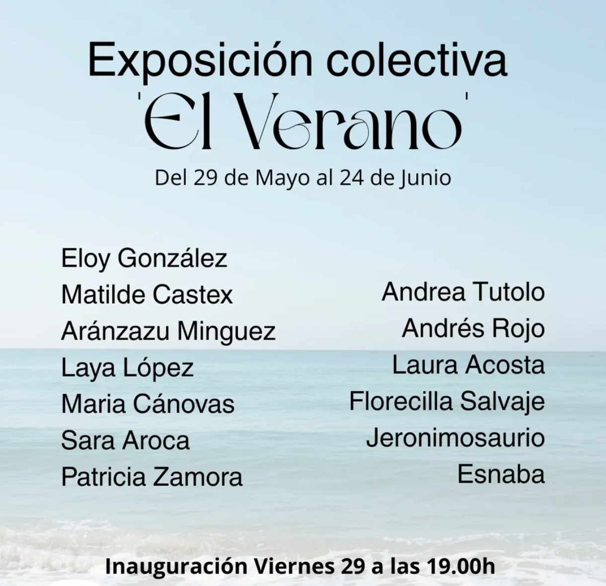Cartel de la exposición colectiva El Verano, del 29 de mayo al 24 de junio de 2026.